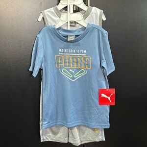 PUMA  3 pc.-set performance tee, muscle tee and elastic waist Puma Logo shorts